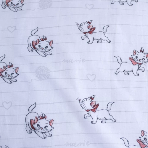 Marie Cat Bow Pościel bawełniana do łóżeczka Jerry Fabrics szary