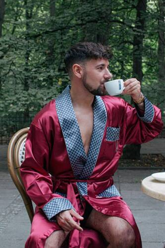 940 Satyna szlafrok męski Forex - bordo