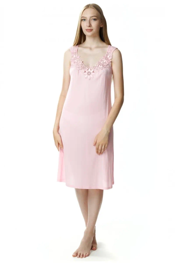 4114 Róża halka koszula nocna damska Mewa różowy