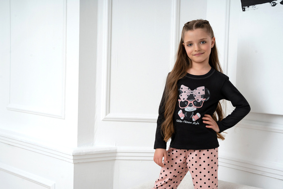 Bonilla Italian Fashion Piżama dziewczęca - czarny/druk