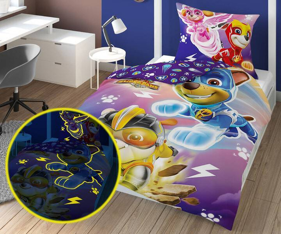 PP 12 DC Fluo Detexpol Pościel bawełniana świecąca w ciemności Psi Patrol