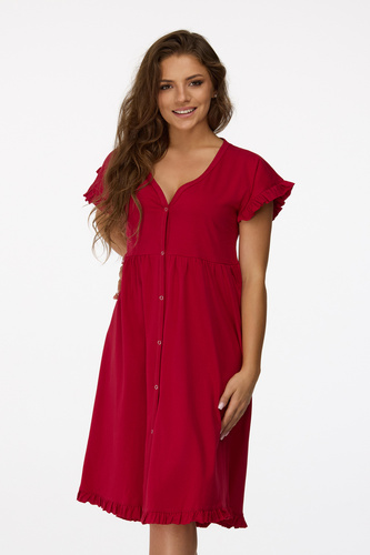 no. 22 Koszula nocna ciążowa Senizo bordowy– bawełna 100%, krótki rękaw, napy do karmienia