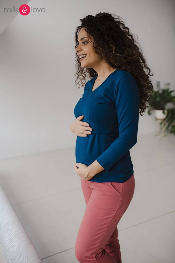 Milk Shirt Bluzka do karmienia i ciążowa z dekoltem w serek poseidon