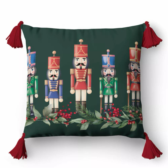 5378 A Poszewka świąteczna dekoracyjna Christmas Deco Detexpol dziadek do orzechów Nutcracker -  zamek błyskawiczny