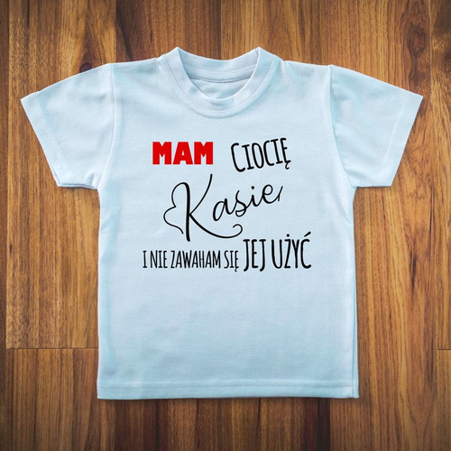 Koszulka dziecięca krótki rękaw "MAM ciocię i nie zawaham się jej użyć" Moocha biały