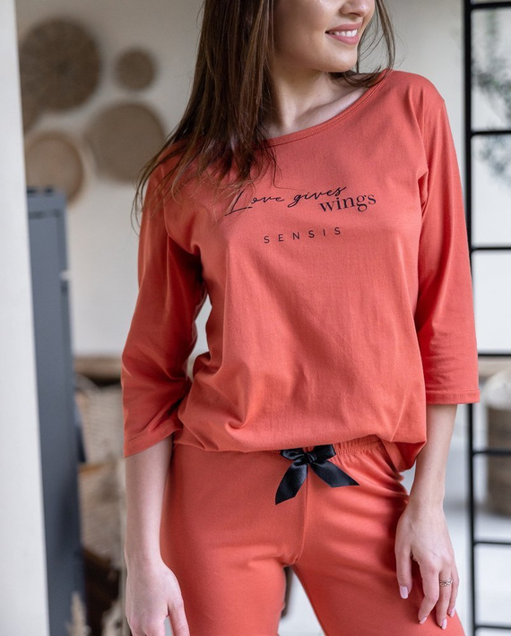 Sensis Hypnotic Piżama damska 3/4 - rudy