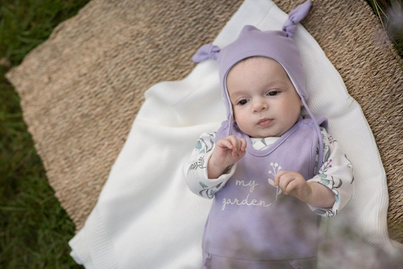 "My Garden" Pinokio Wiązana Czapka niemowlęca - fiolet