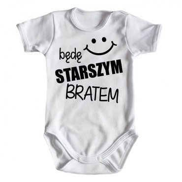 "Będę STARSZYM bratem v2"  Moocha body krótki rękaw biały