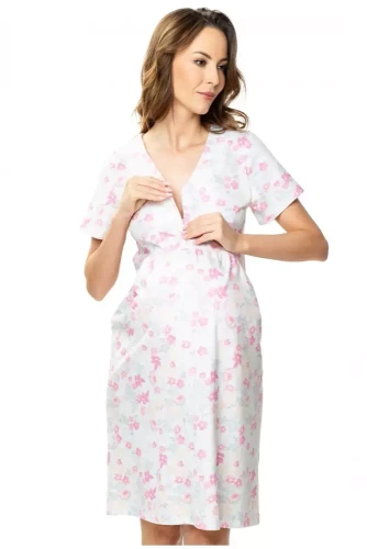 86563 Gia Koszula Nocna ciążowa i do karmienia Mewa różowy
