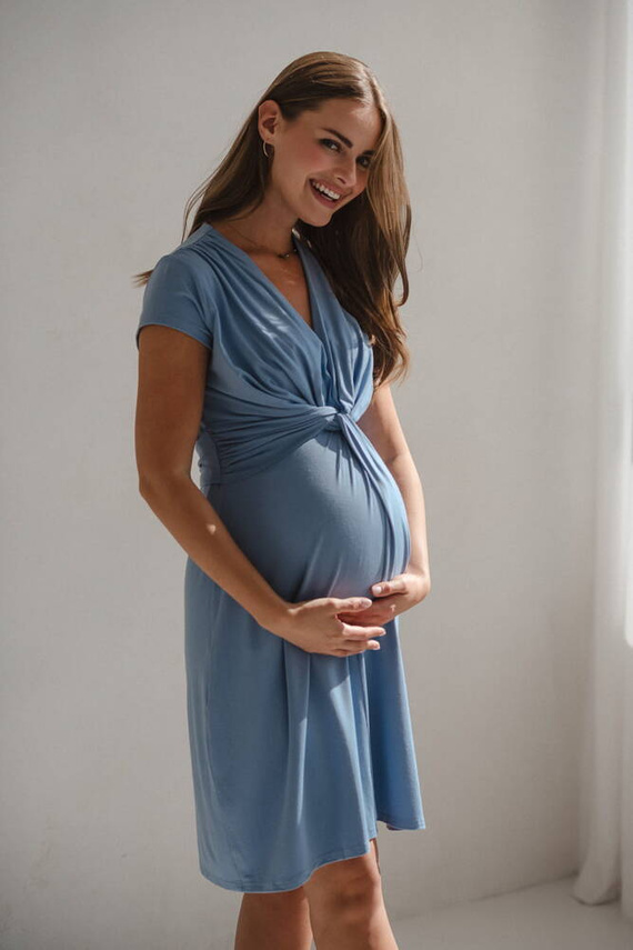 Loop sukienka ciążowa i do karmienia krótki rękaw Milk&Love błękitny