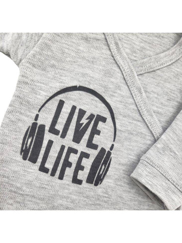 "Music" Terjan Body rozpinane z długim rękawem - szary