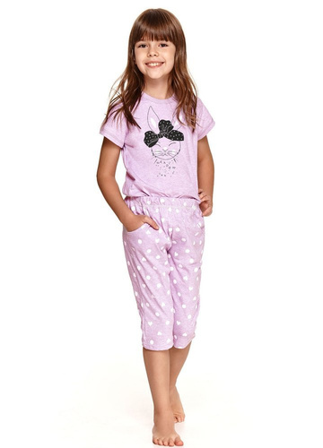 2213 Beki Piżama dla dziewczynki Taro 01 szary-różowy pudrowy