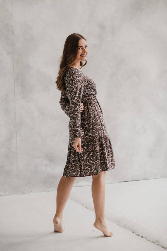 Lovely Dress sukienka ciążowa i do karmienia Milk&Love czarna w kwiatuszki