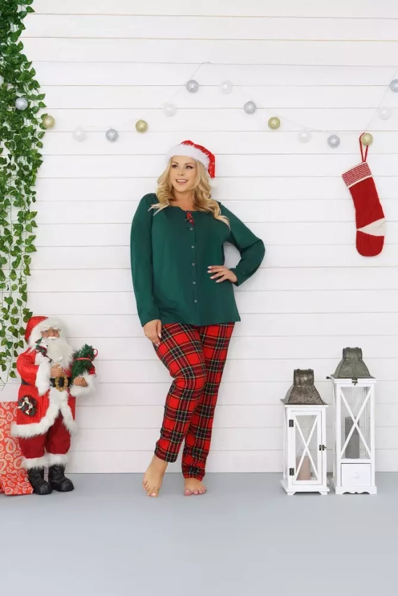 Zorza piżama damska długi rękaw, spodnie Italian Fashion - czerwony/druk