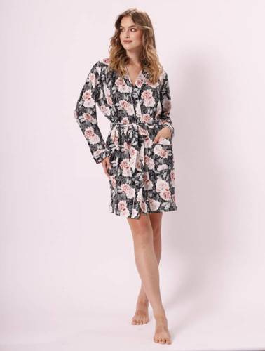 1343 Jutrzenka Szlafrok damski Leveza czarny