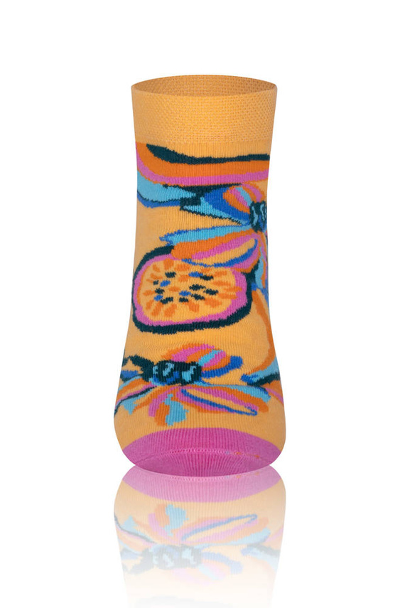 S141S Zanzi Italian Fashion Skarpety stopki - tuskusowy/żółty/różowy