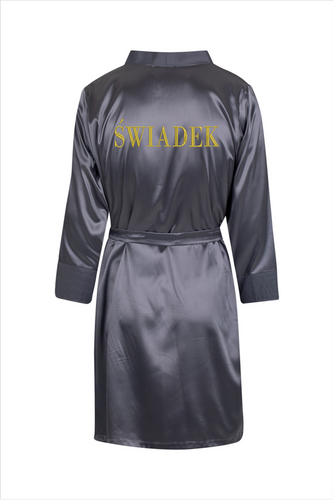 Świadek Szlafrok męski satynowy ByShelly - grafitowy/złoty