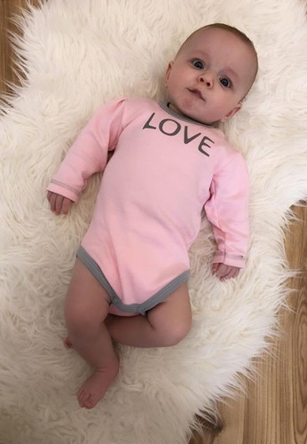 "Love" Body z długim rękawem Terjan - biały