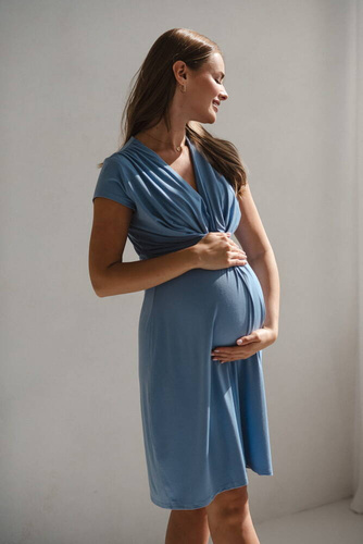 Loop sukienka ciążowa i do karmienia krótki rękaw Milk&Love błękitny