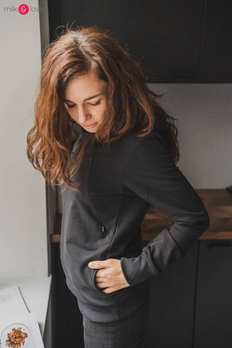 Milk Please bluza do karmienia Milk&Love z kapturem czarny