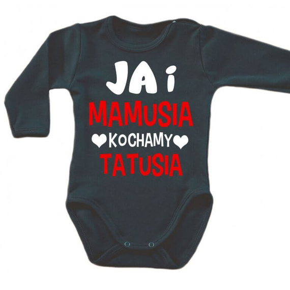"JA i mamusia kochamy tatusia" Moocha body długi rękaw czerwony