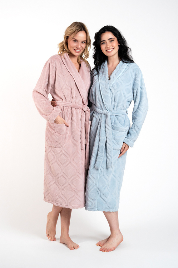 Morena Szlafrok damski polarowy Іtalian Fashion - pudrowy róż