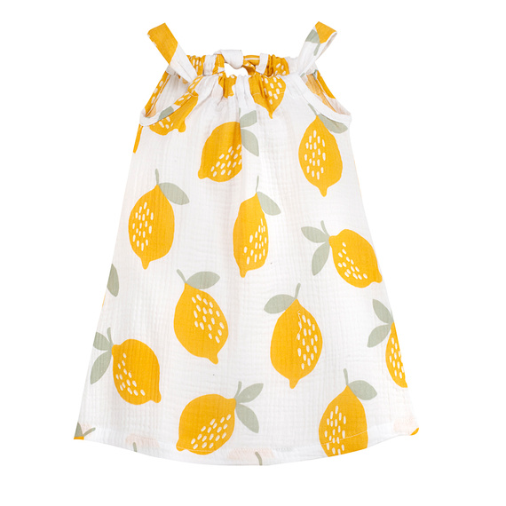 Muślinowa sukienka na ramiączkach Lemons Pinokio z nadrukiem cytryn
