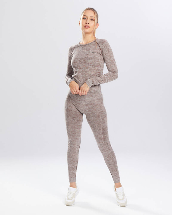 Melange Rashguard bluzka damska długi rękaw Spaio coffee