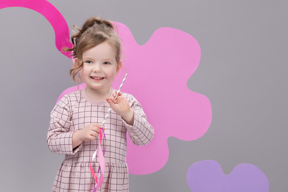 Romantic Pinokio Sukienka, długi rękaw - róż druk