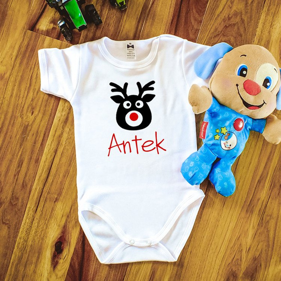 Body krótki rękaw " Reniferem z imieniem" Moocha czarny