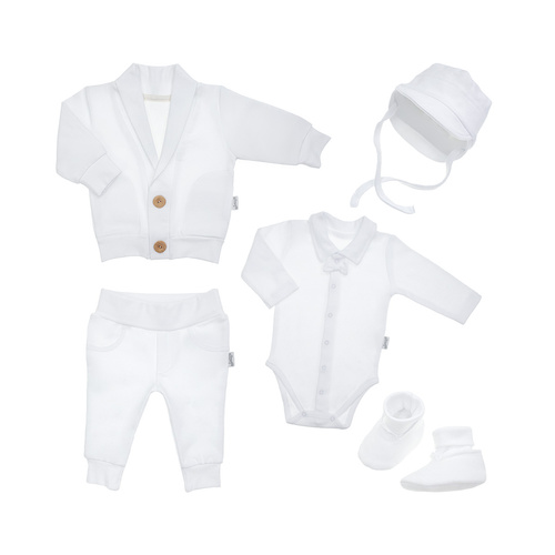 Komplet chrzcielny 5-częściowy nadruk 169398 Nicol - biały