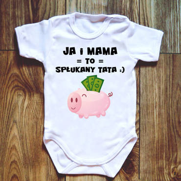 "Ja i MAMA to spłukany TATA" Moocha Body krótki rękaw biały