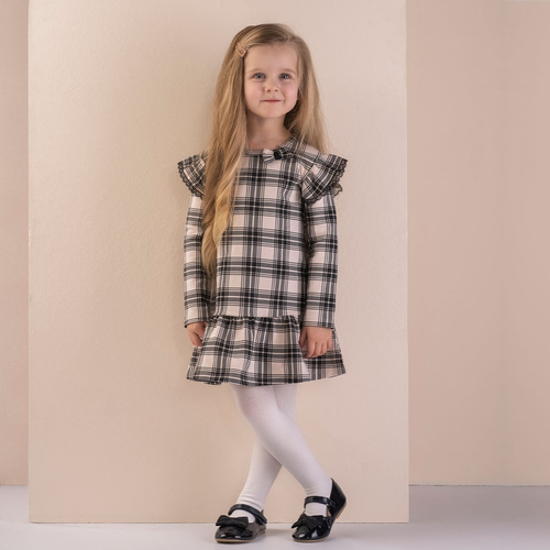 Sukienka + opaska 163668 "Magia Świąt" Nicol - kratka: czarny, beżowy