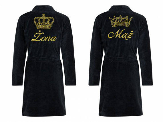 Żona&Mąż + Korona By Shelly zestaw szlafroków - czarny/złoty