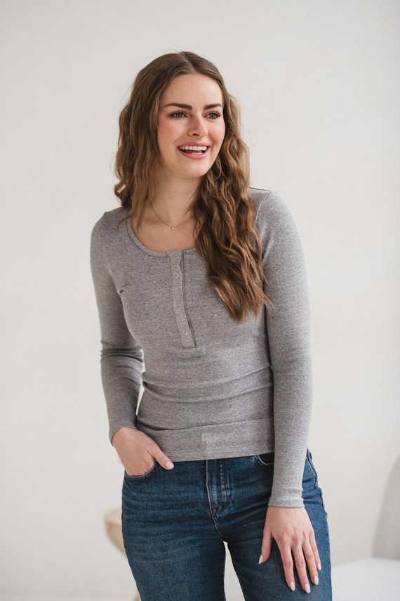 Bluzka ciążowa i do karmienia Tummy Milk&Love wiskoza jasny szary melanż