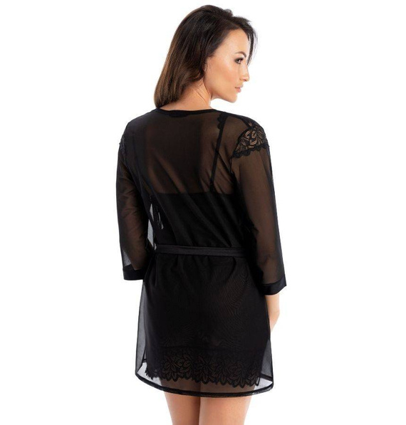 2904 Sheery Szlafrok damski z koronką Teyli - czarny