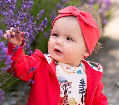 ABN-4057/KOR Kolorowy Las opaska dla dziewczynki z bawełny organicznej Nini malinowy