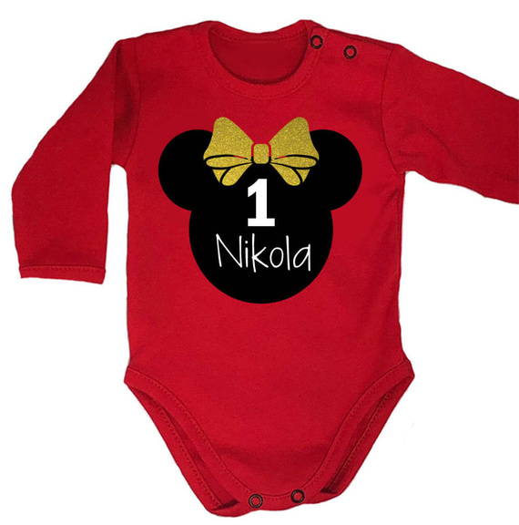 Body długi rękaw 1" urodziny roczek" Moocha biały