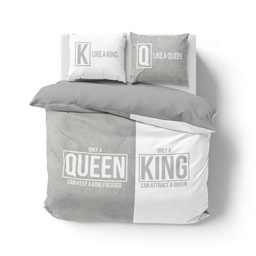 4100 A Holland 129 Pościel bawełniana Queen King Detexpol szary/biały