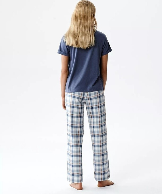 Piżama damska Atlantic NLP-513 modal-bawełna krótki rękaw wzorzyste spodnie grafitowa