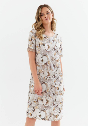 419 Koszula Nocna Cana - kwiaty-taupe