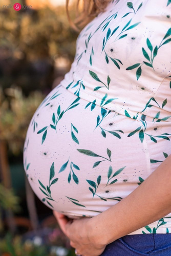 Bluzka do karmienia i ciążowa z krótkim rękawem Milk Shirt Milk&Love w listki