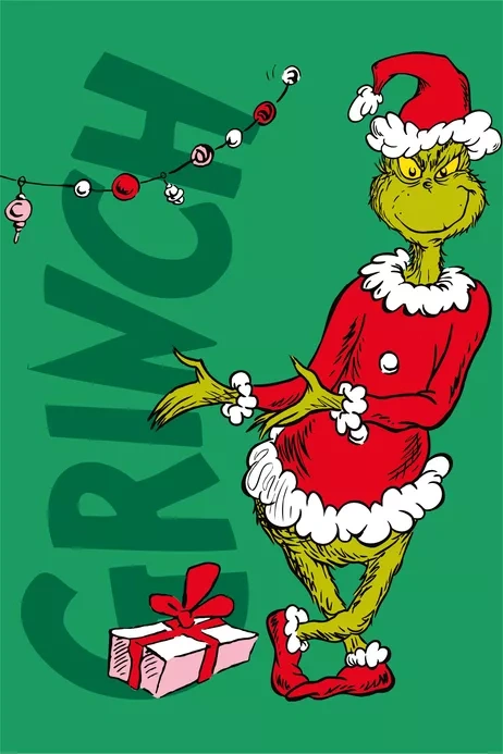 Koc Grinch Jerry Fabrics 100x140 zielony mikrofibra miękki świąteczny
