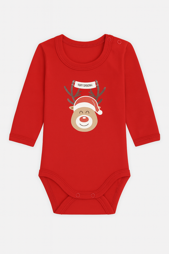 23BD06 Merry Christmas Mamatti Body z długim rękawem - czerwony