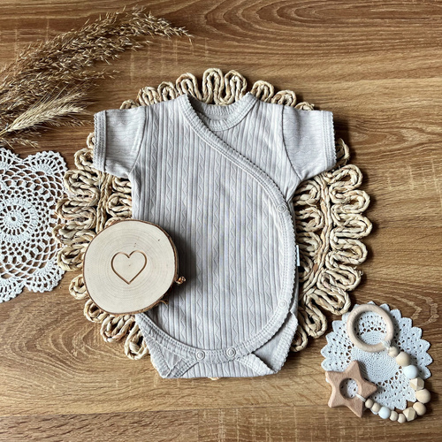 BKAG015 EkoBaby Mamatti Body kopertowe - beżowy