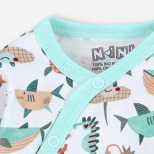 ABN-4087/MOR Morskie Zwierzątka Body kopertowe z bawełny organicznej Nini druk