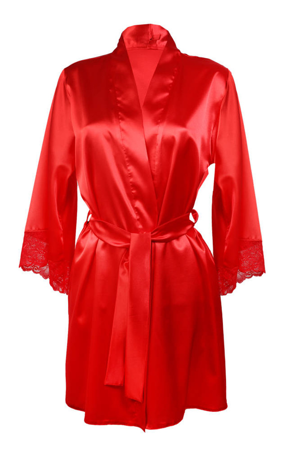 Belinda Satynowy Szlafrok Damski DKaren - czerwona