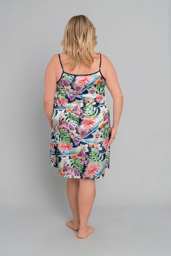 Polinezja Damska koszula nocna, wąskie ramiączko Italian Fashion - druk kwiaty