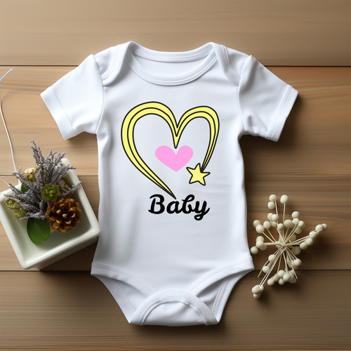 "Baby z sercem dla dziewczynki" Moocha Body krótki rękaw biały