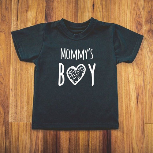 Koszulka dziecięca krótki rękaw "Mommy’s BOY" Moocha biały